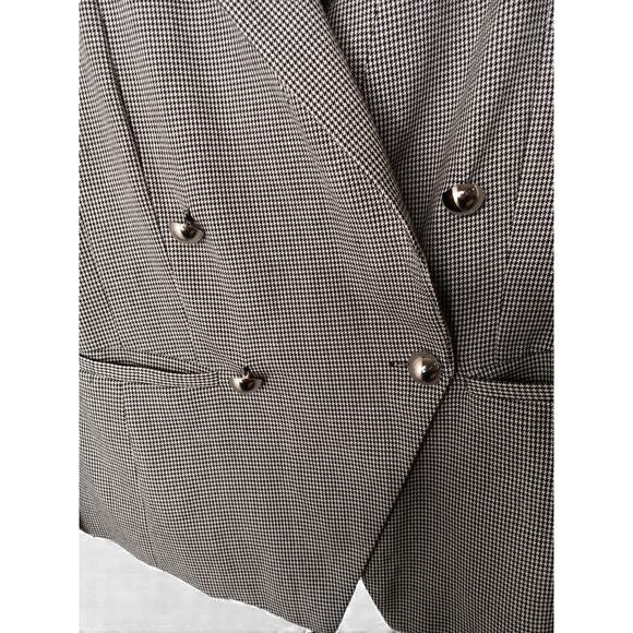 Great Jones Houndstooth Double Breasted Blazer Jacket Small Shoulder Pads - Picture 5 of 15